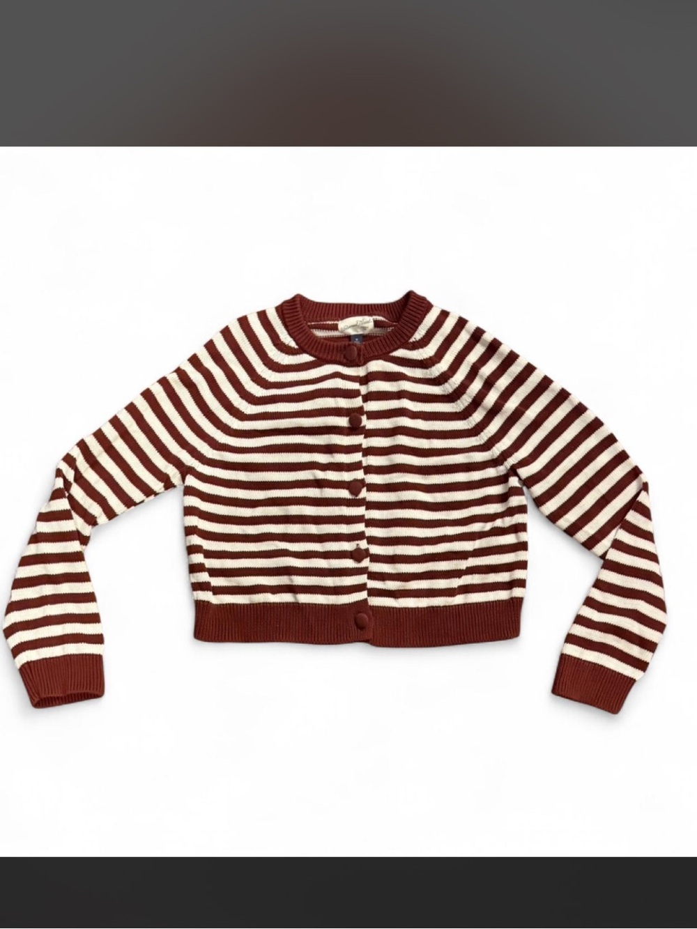 Striped Burgandy & White Cardigan
